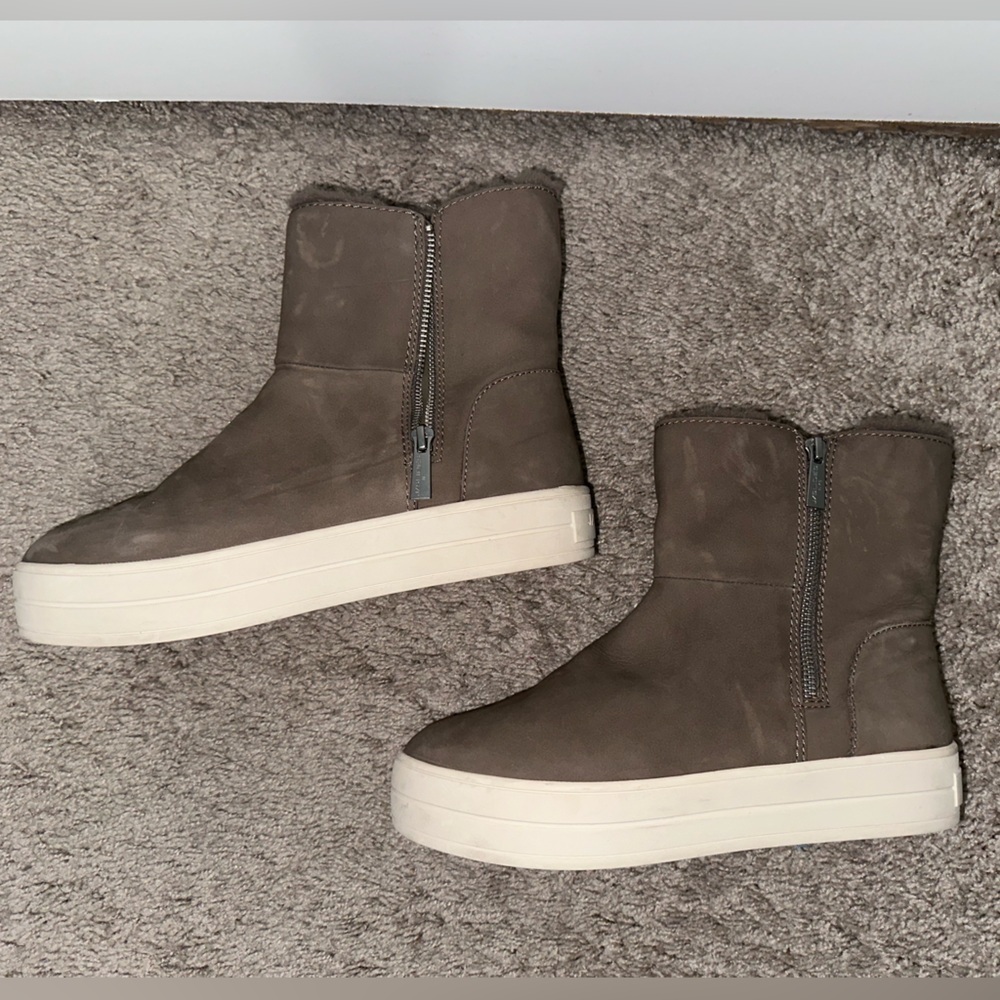 J Slides NYC Henley Waterproof Faux Fur Platform Bootie Boots